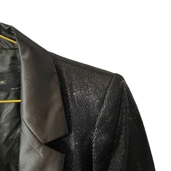 Zara Basic Shiny Effect Blazer Black Size Small - Picture 3 of 13